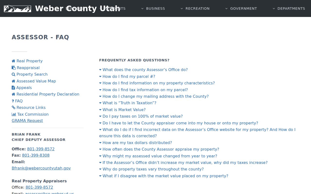Weber County Assessor FAQ