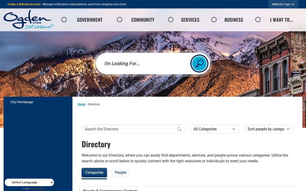 Weber County Ogden city directory page