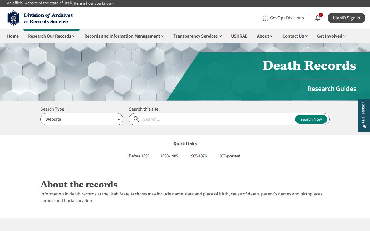 Weber County historical death records guide