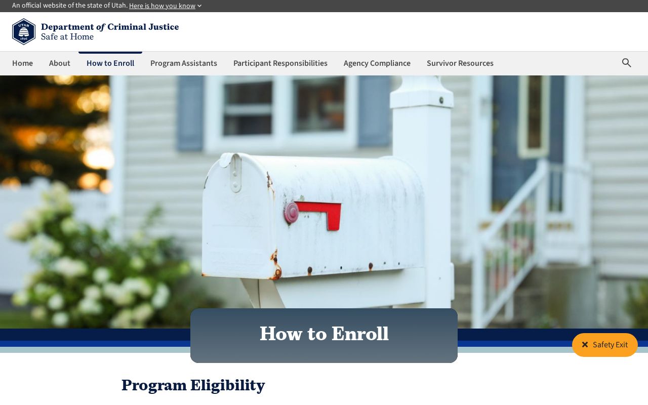 Weber County Safe at Home enrollment route