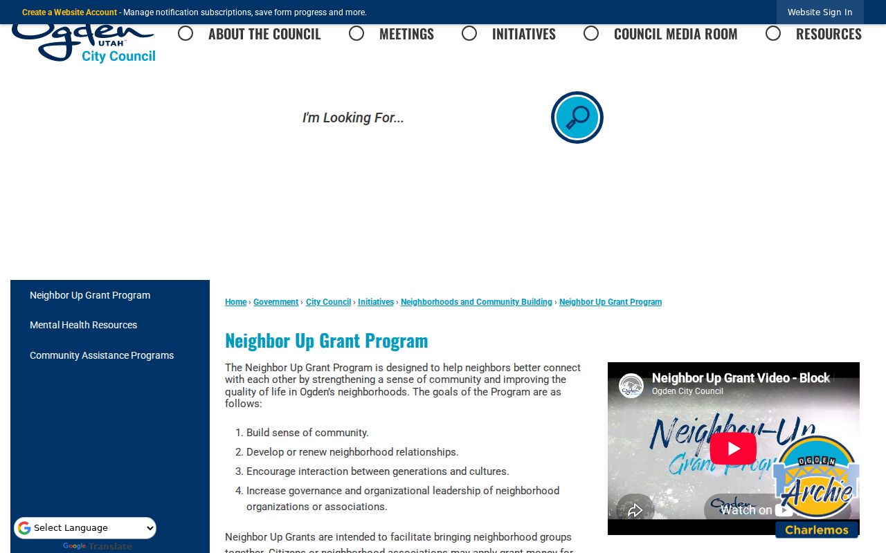 Weber County Neighbor Up grant program