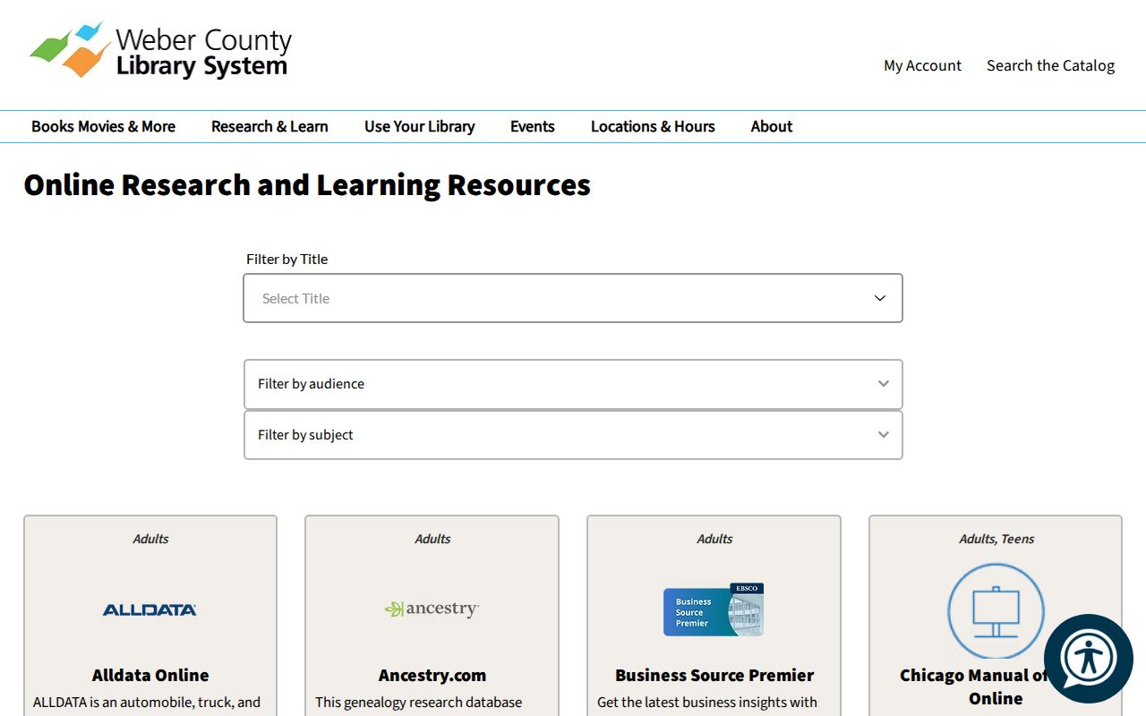 Weber County Library online research resources