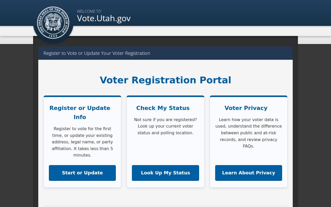 Weber County voter registration update page