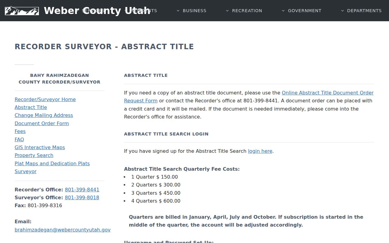 Weber County previous residents abstract title search