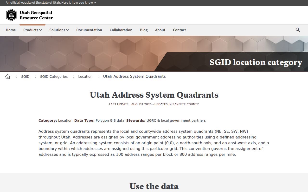 Weber County street directory address quadrants