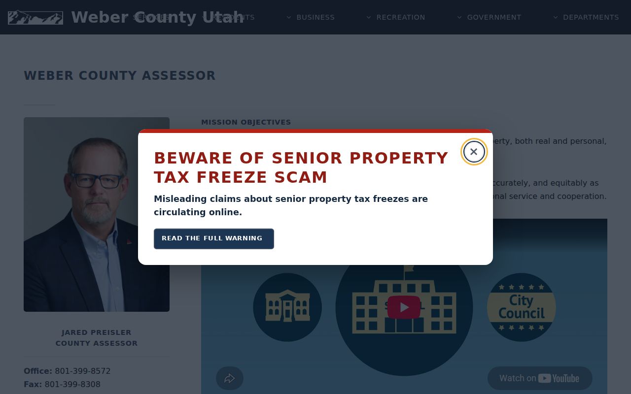 Weber County Assessor property records page