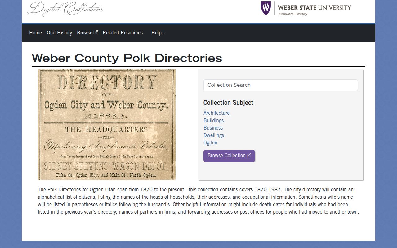 Weber County city directory Polk collection