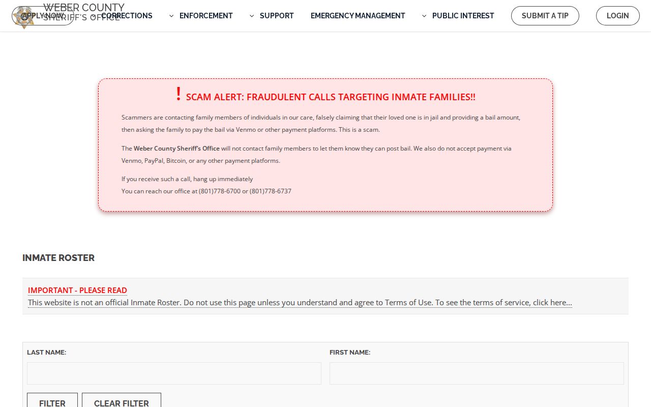 Weber County Sheriff roster search