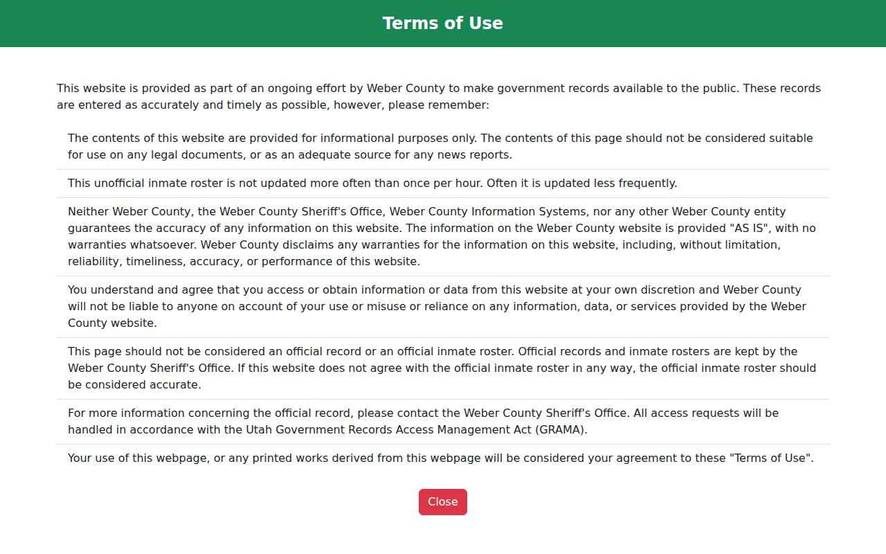 Weber County Sheriff roster terms