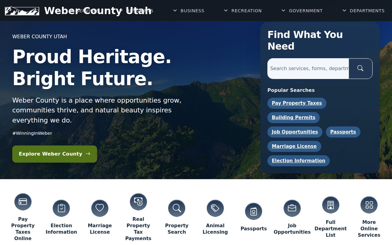 Weber County government records routing page