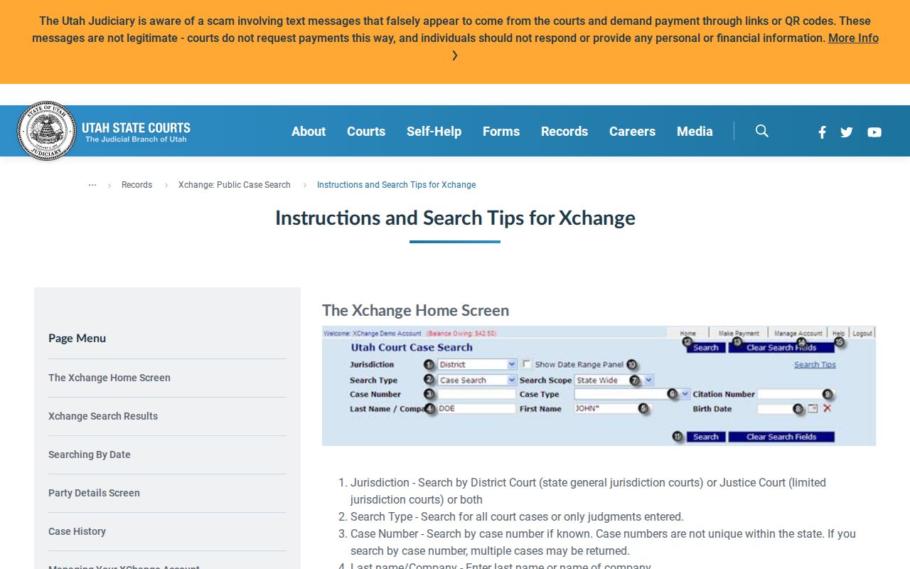 Weber County resident lookup Utah Xchange search fields
